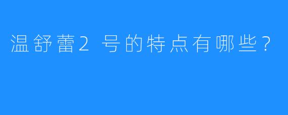 温舒蕾2号的特点有哪些？