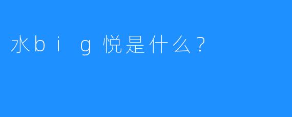 水big悦是什么？  