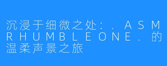 沉浸于细微之处:.ASMRHUMBLEONE.的温柔声景之旅
